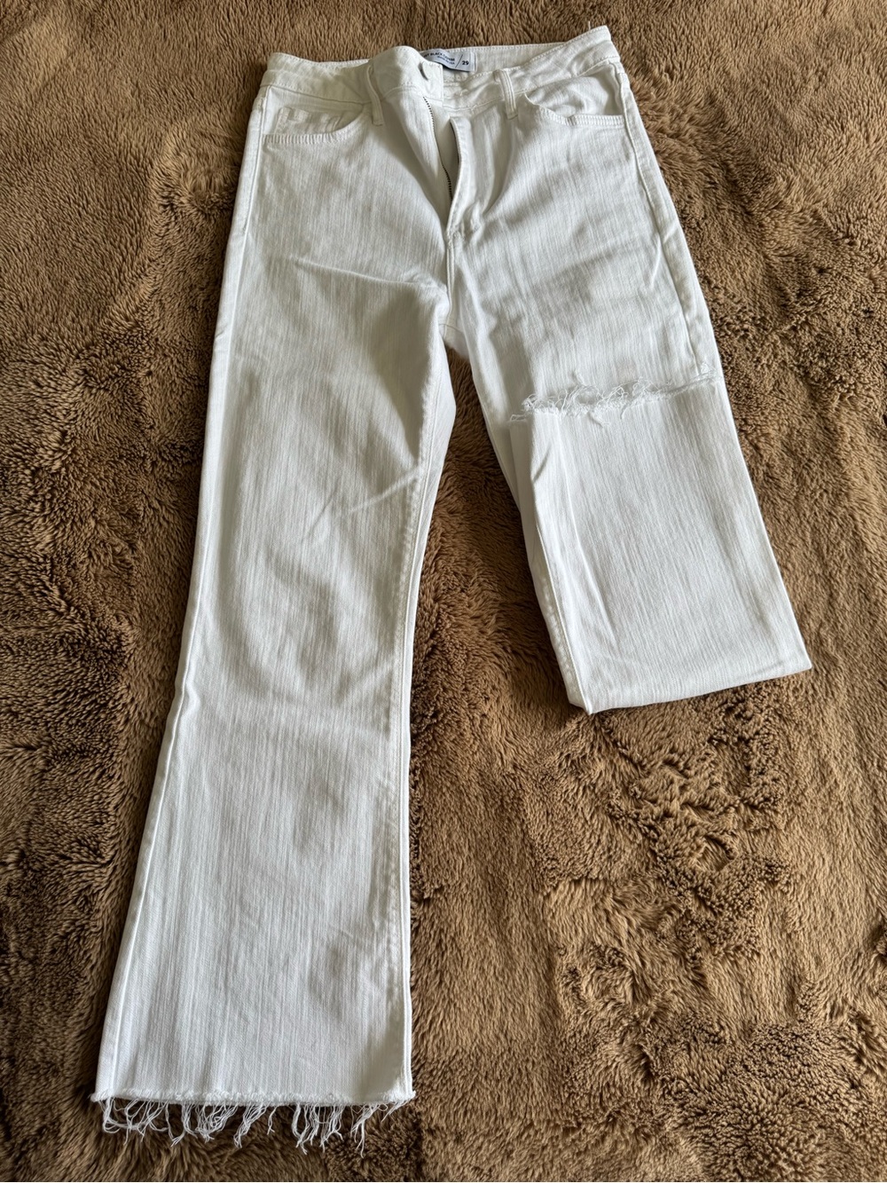 Just Black White Flare Jeans with Raw Hem